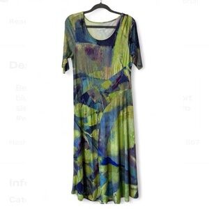 Soft Surroundings Vibrant Green and Blue Maxi Dress